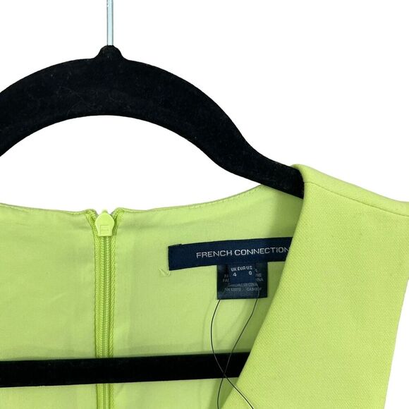French Connection Women Whisper Cut Out Dress V Neck Sleeveless Zip Green Sz 0 - Picture 3 of 7